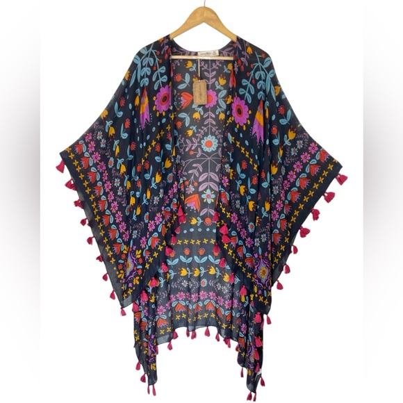 NWT Natural Life  Nandita Tassel Floral Kimono One Size - Picture 3 of 13